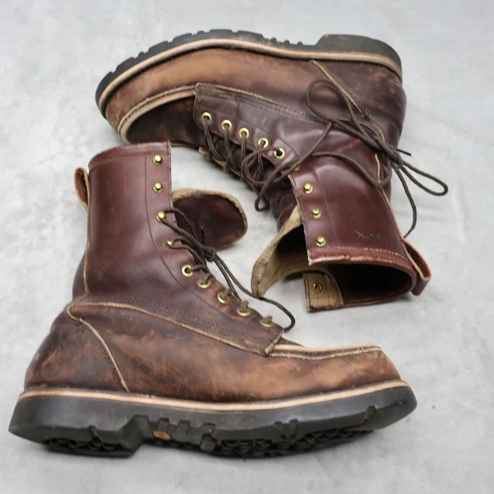 Filson Men 9.5D Work Uplander Boots Brn Moc Toe Leather Lug Sole Rugged Lace VTG
